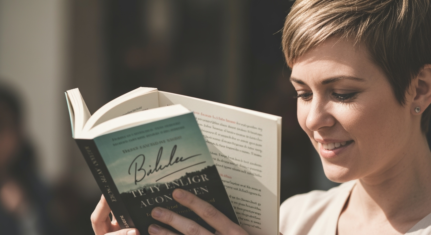 Person holds signed book.