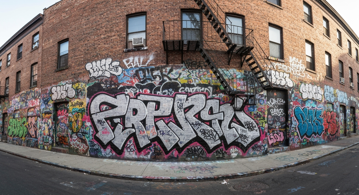 Graffiti on brick wall